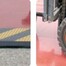 secutex-Bodenplatten schützen einen Bereich vor den Rädern eines Gabelstaplers
