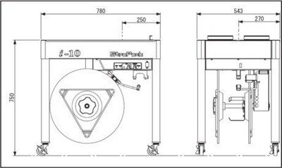 Umreifungsmaschine StraPack iQ-400 Technische Zeichnung
