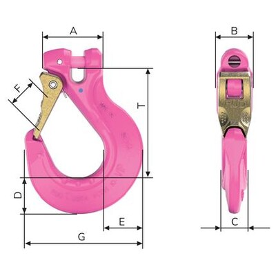 RUD VIP-Cobra-Gabelkopfhaken technische Zeichnung